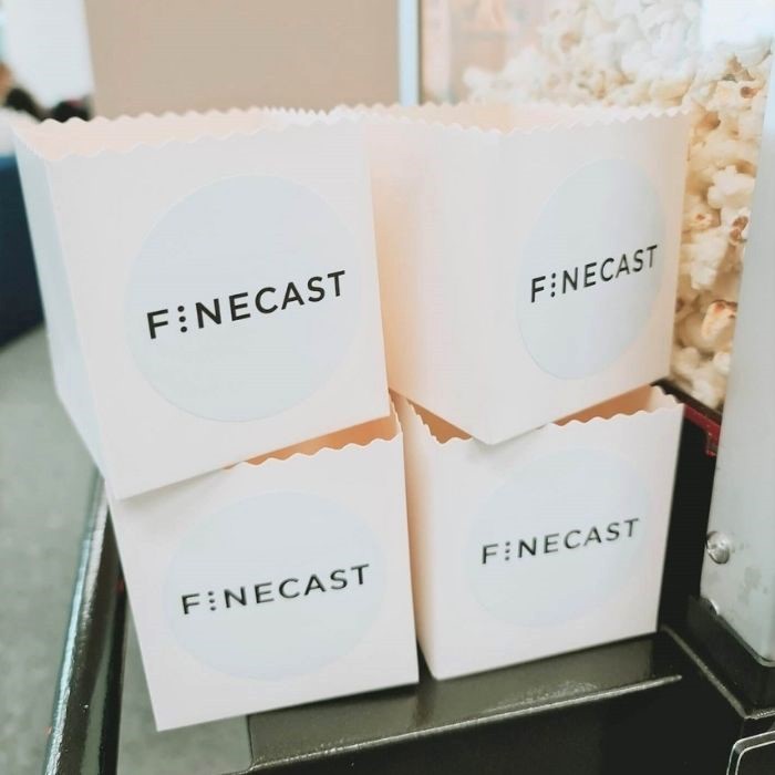 branded popcorn boxes with printed label